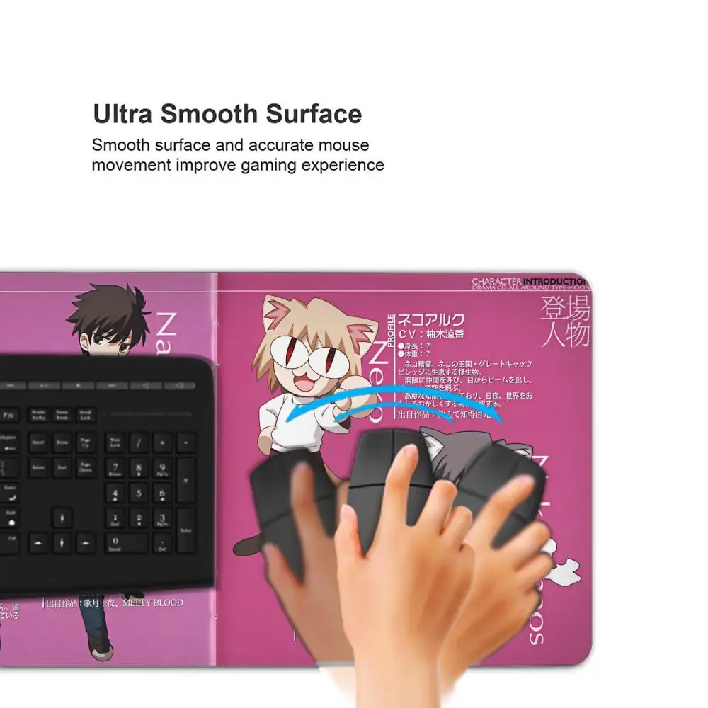 Neco-arc Gamer Cabinet Mouse Pad Anime Gaming Accessories Rubber Keyboard Office Tables Computer Desk Mat Carpet Mousepad