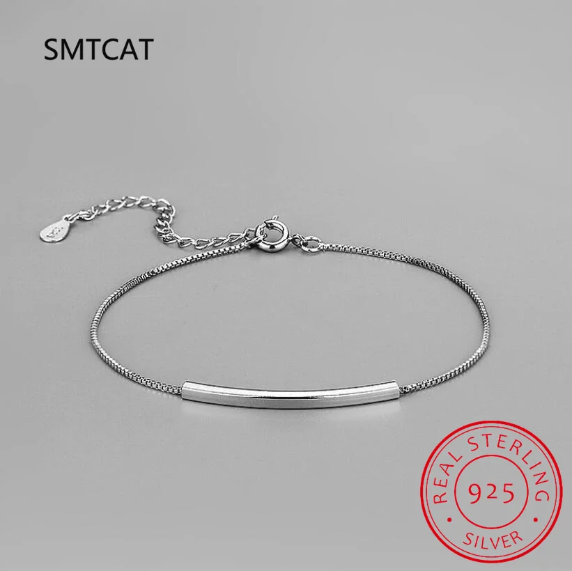 925 Sterling Silver Chain Bracelets Pure Sterling Silver 925 Simple Bracelets Jewelry Pulseras Pulseira es Plata