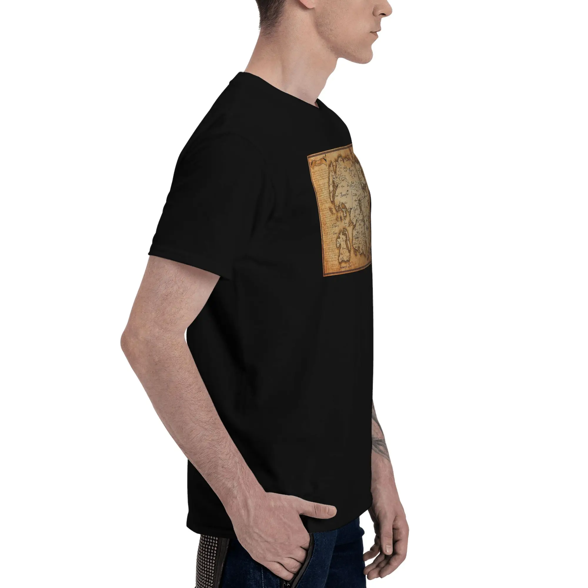 Map Of Tamriel - Elder Scrolls Iv Oblivion Men T-Shirt Oversized T Shirts Men's Round Neck Cotton Tees Short Summer Male