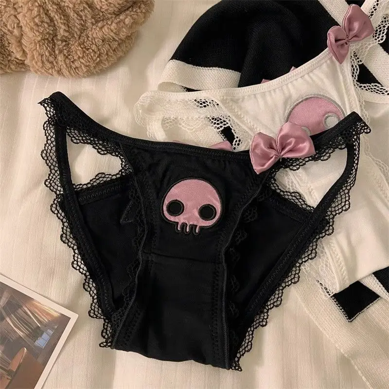 

Y2K Sanrioed Kuromi Hello Kitty Underwear Cotton Panties Women's Anime Kawaii Low Waist Briefs Lace Tie Sexy Girls Soft Students