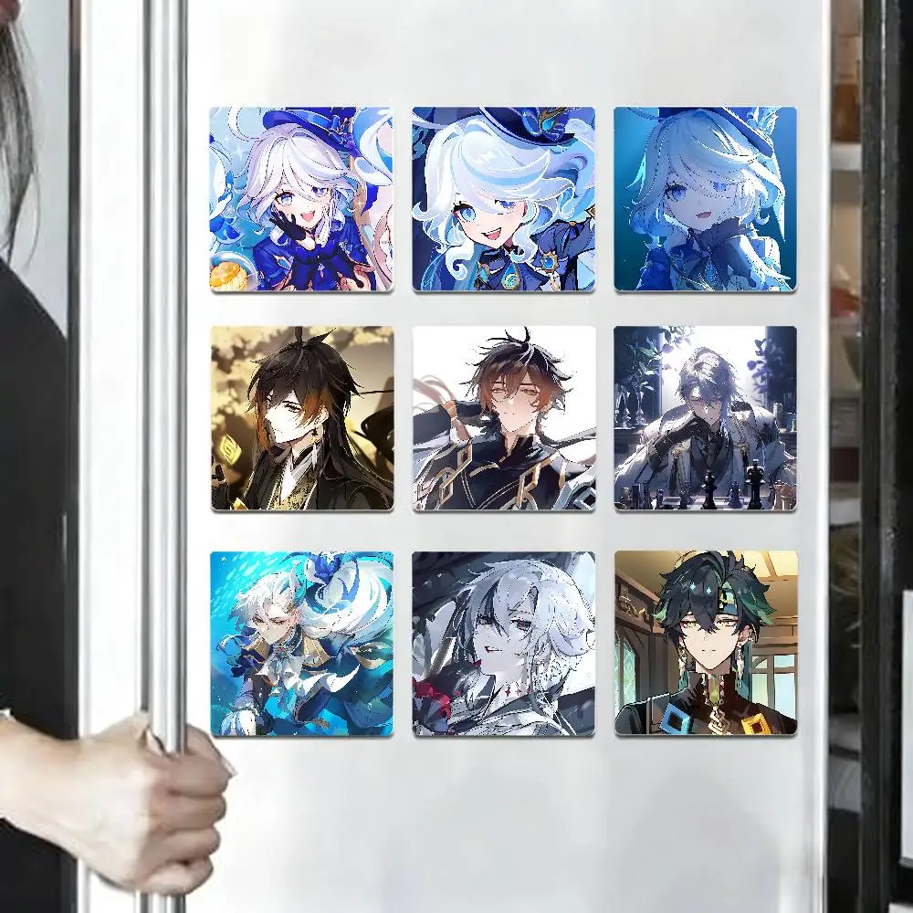 ملصقات مربعة مغناطيسية للثلاجة من جينشين - يمكن استخدامها لتخصيص ديكور المنزل وهي تذكارات مثالية أو هدايا #4