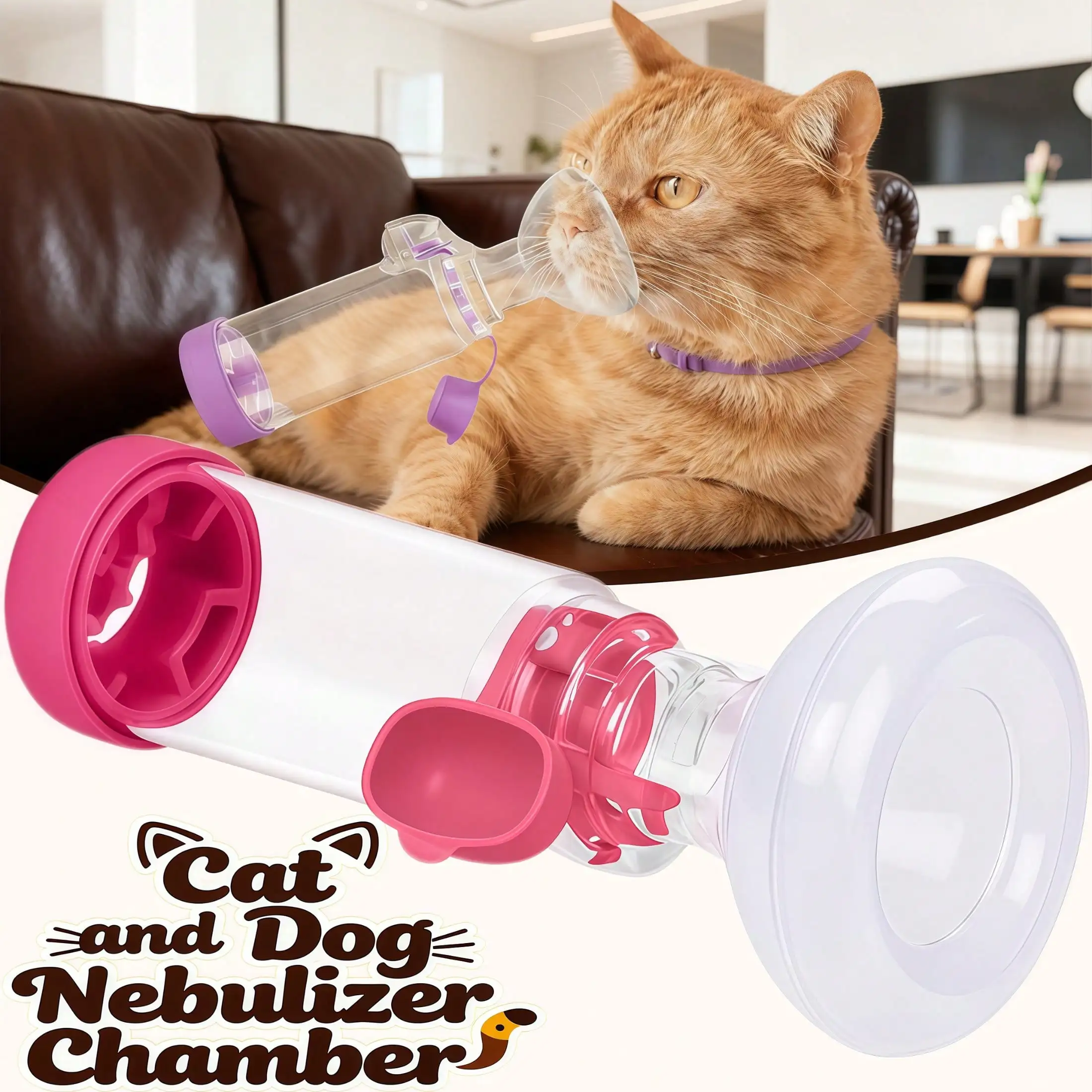 Cat Handheld Atomizer with a Soft Silicone Mask, Comfortable to Wear, Small Size, Easy to Use at Home or When Going Out, and Easier to Rinse.