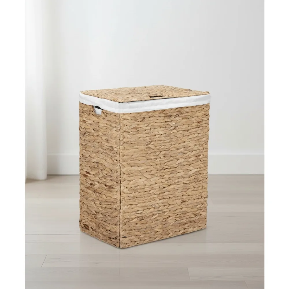 

Портативная корзина для белья ручной работы из натурального материала с моющейся подкладкой, складная корзина для хранения для дома