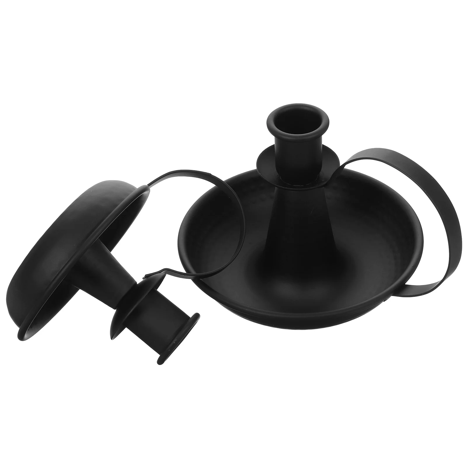 

2Pcs Pillar Holder Iron Art Vintage Tray Retro Style Desktop Metal Candlestick Tabletop Decor Candlestick Holders