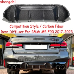 M5 F90 Real Carbon Fiber Rear Bumper Diffuser For BMW 5 Series F90 M5 Competition Style Rear Diffuser Lip 2017-2023