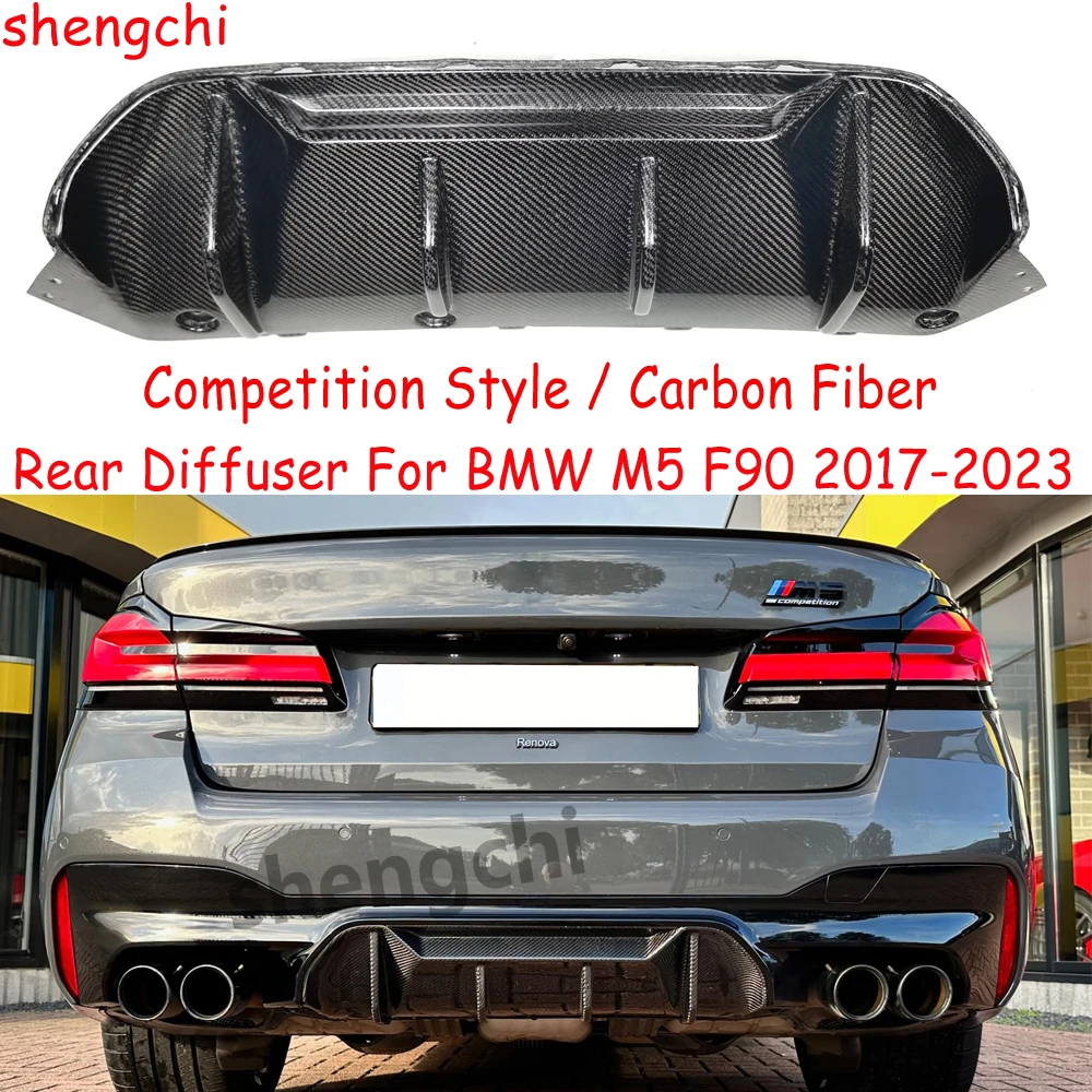 M5 F90 Real Carbon Fiber Rear Bumper Diffuser For BMW 5 Series F90 M5 Competition Style Rear Diffuser Lip 2017-2023