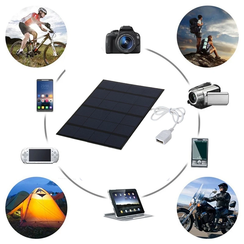 3,5 Вт 6 в солнечная панель с USB-кабелем, уличная портативная мини солнечная панель, зарядное устройство