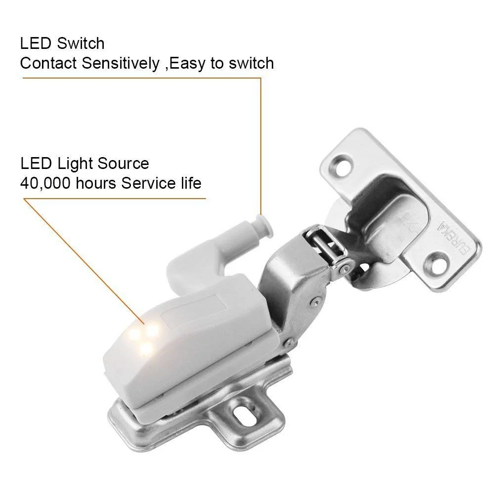 Imagem -02 - Led Gabinete Luz Led Interior Dobradiça Lâmpada Armário Luz da Bateria sem Fio Lâmpada Universal Armário Sensor de Iluminação 10 Peças