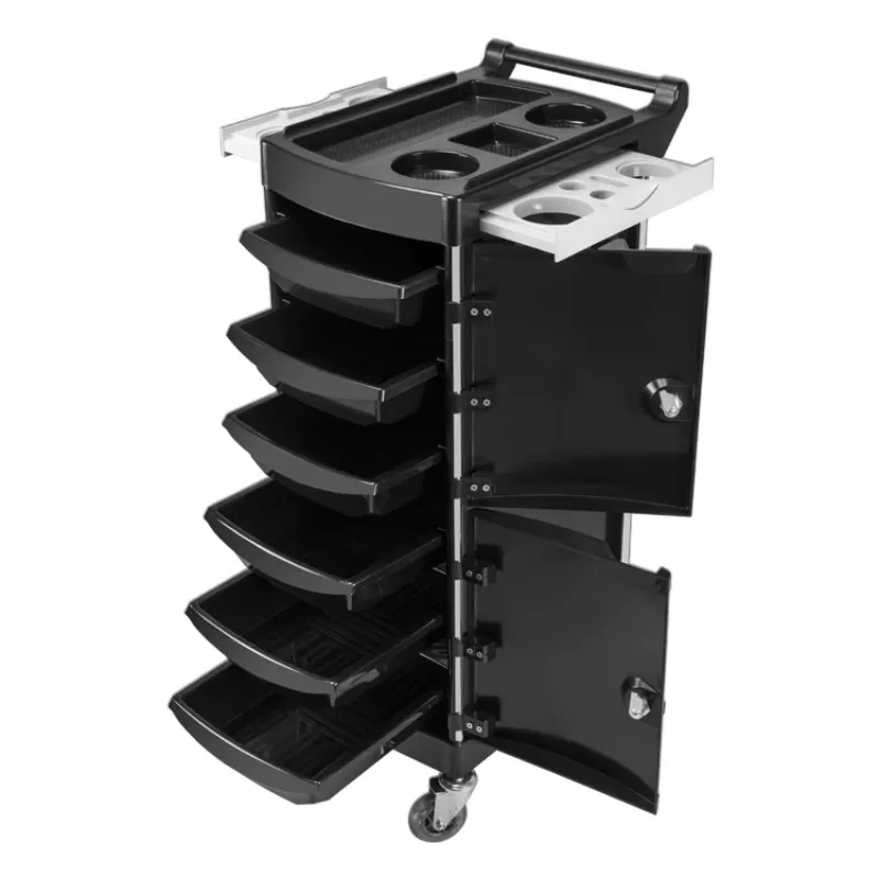 Hair Salon Trolley Lockable Beauty Hairdresser Beauty Furniture Hair Styling Storage Salon Trolley Cart with Drawers