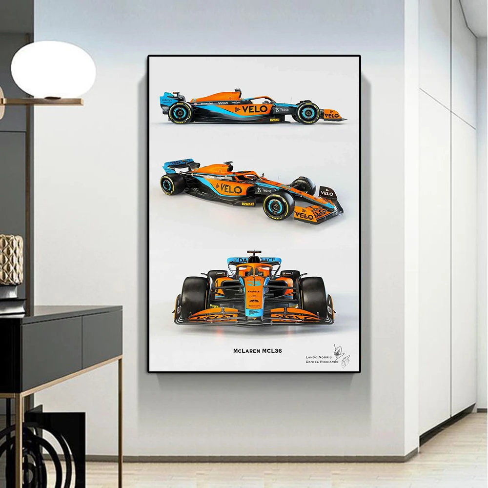 Super Formula Grand Prix MCL36 Racing Poster Racer Norris Sports Car Canvas Painting Ricciardo Supercar Wall Art Room Decor Gift