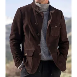 Men's Coats Men's Imitation Suede Men's Jacket Single Breasted Single Coat Slim Fashion Casual Comfortable Commuting Work Wear