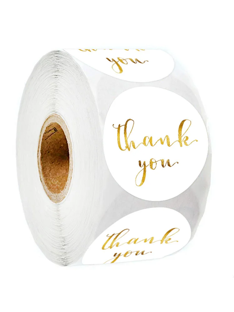 50-500pcs Round Golden Thank You Sticker Seal Labels Christmas Gift Decoration Sticker For Package Stationery Sticker