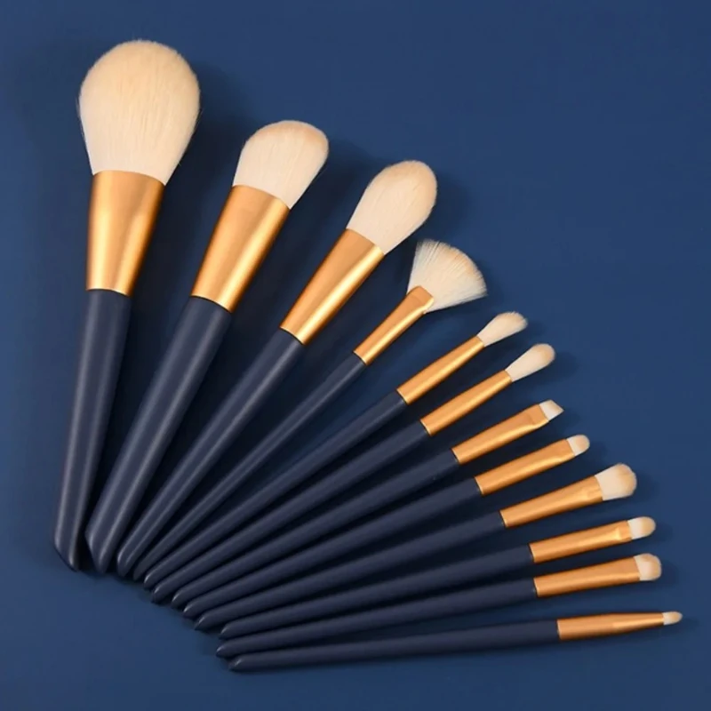 12 個のプロフェッショナルな合成メイクブラシセット、バッグ付き、ファンデーションの完璧な塗布に最適、輪郭メイクブラシツール