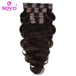 Chocolate Brown Body Wave Clip in Human Hair Extensions Peruvian Wavy Clip in HairPieces 120g 140G Full Remy Hair Clip-In On