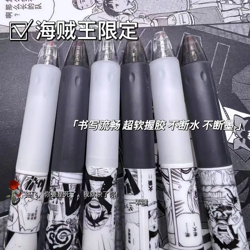 6 Pack Anime One Piece Limited 0.5mm Fountain Pen Luffy Zoro Nami Student Gel Pen School Office Stationery Manga Style