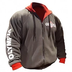 OLYMPIA Men Gyms Hoodies Gyms Fitness Bodybuilding Sweatshirt Pullover Sportswear Male Workout Hooded Jacket Clothing