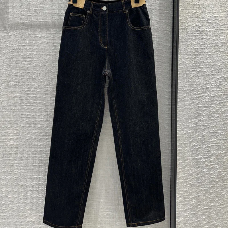 2024 High Quality Mid To High Waisted Straight Leg Jeans with Retro Casual Design Slimming Pants for Spring and Summer