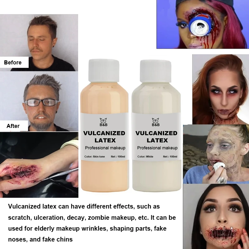 Skin Color Liquid Latex Gothic Halloween Cosplay Makeup Old Age Fake Wounds Simulation Scar COS Anime Modeling Vulcanized Latex
