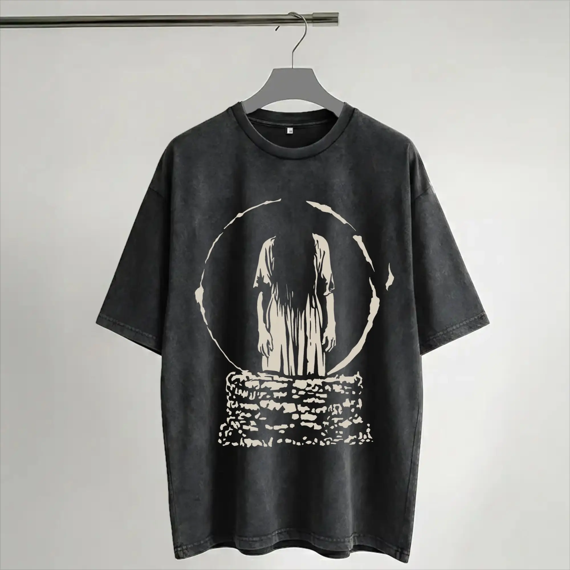 The Ring Horror Movie Merch Washed T Shirts for Men Women Streetwear Hip Hop T-Shirts Summer  Tee Shirt Short Sleeve