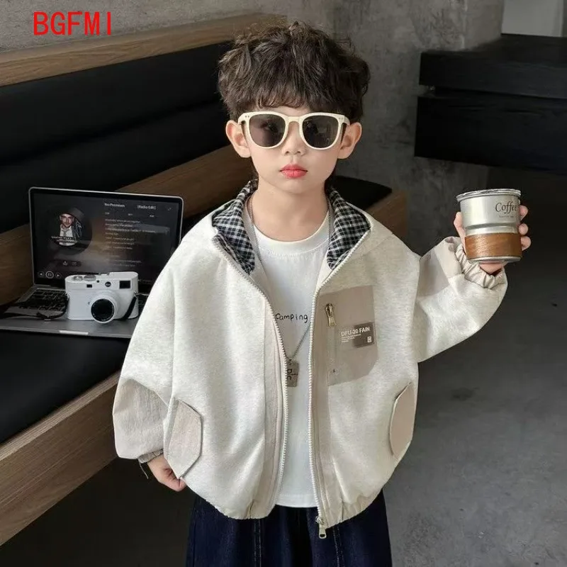 Baby Boy Cotton zipper Coat 2026 Spring Autumn Fashion Cool Korean Kids Clothes Casual Patchwork Looose Solid Color Jacket Coats 5