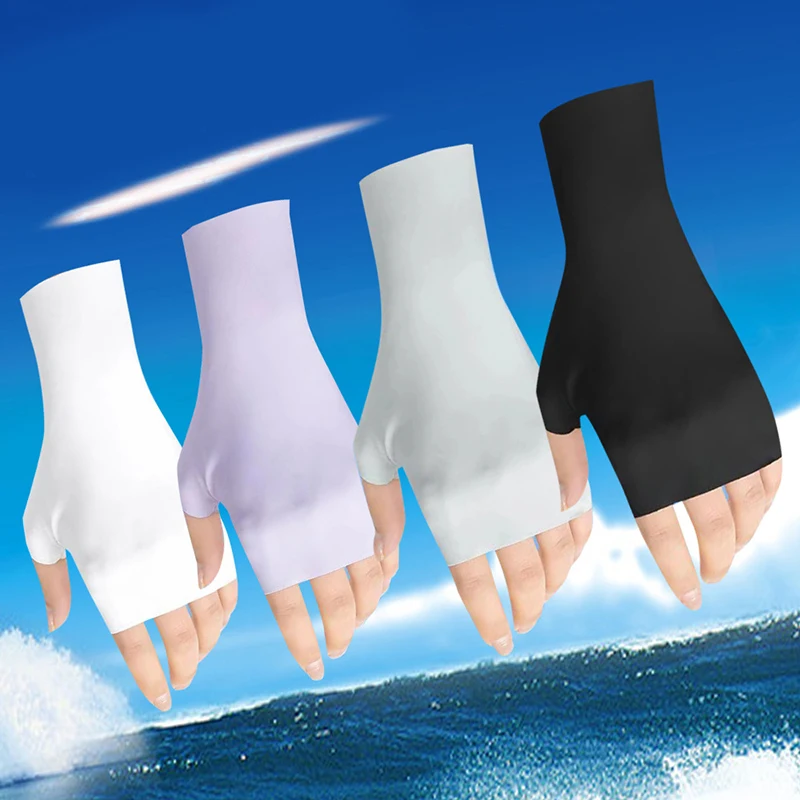 Ice Silk Sleeve Sunscreen Thin Gloves Arm Sleeve Breathable Non-Slip Summer Fingerless Mittens Men Women's Gloves Outdoor Riding