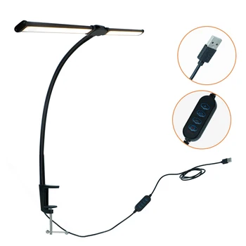 Eye-care LED Clip Metal Desk Lamp 3 Colors Adjustable 10 Brightness Levels Flexible Rotati