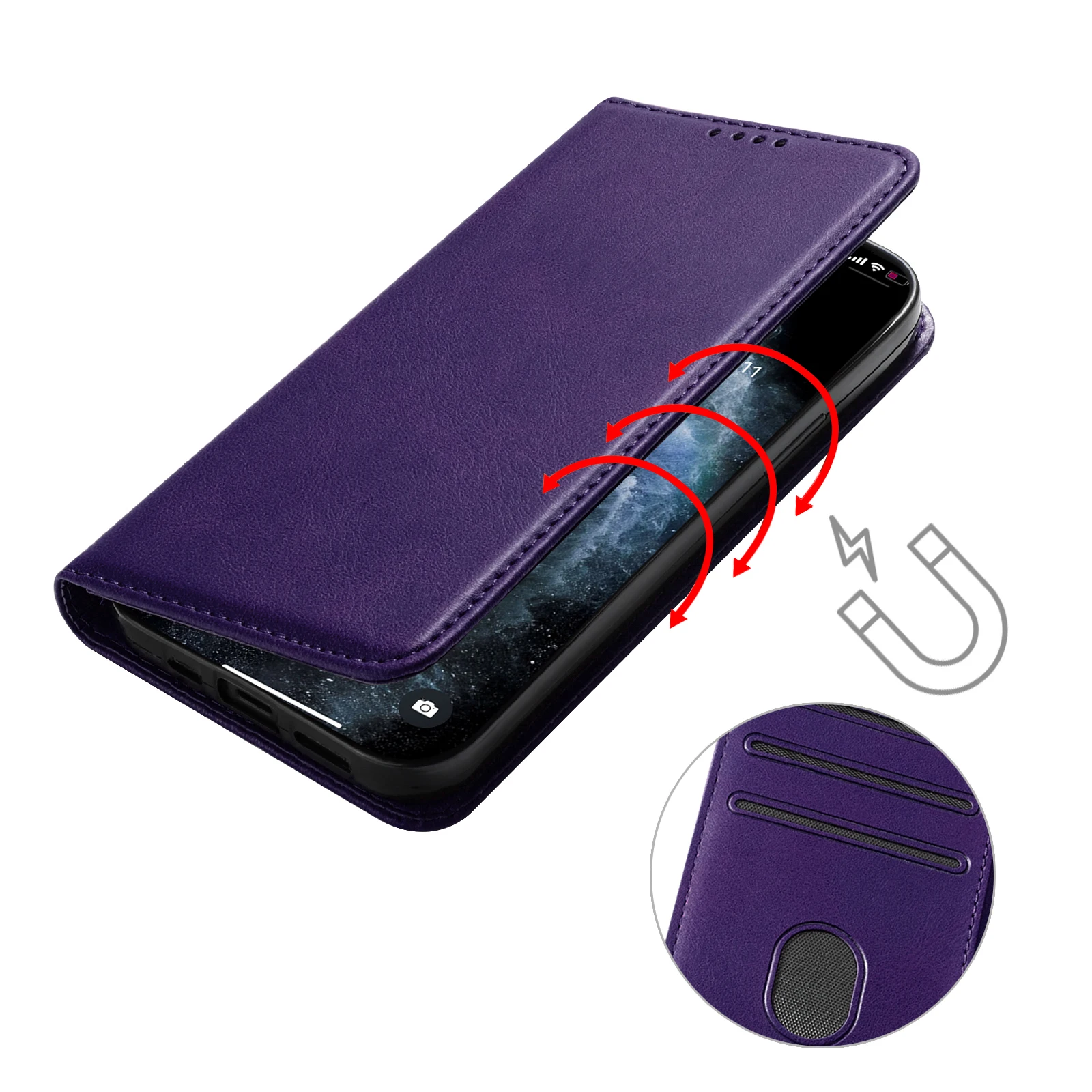 الفاخرة محفظة جلدية الوجه الحال بالنسبة Oneplus 13 13R 12 12R 11 Ace5 Ace3 Pro Ace3V حامل البطاقة المغناطيسية غطاء وقائي الهاتف قذيفة #4