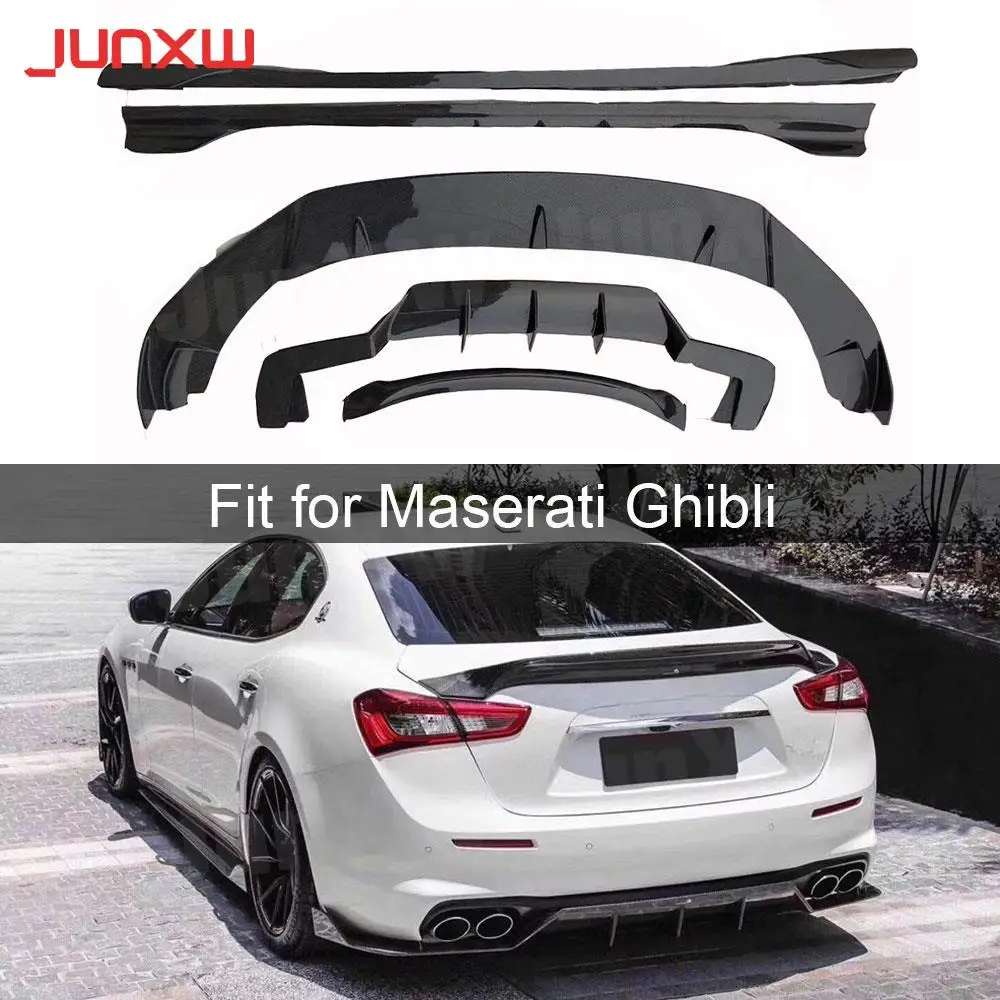 Front Chin Shovel Rear Lip Diffuser Spoiler Side Skirts for Maserati Ghibli 2018-2019 Carbon Fiber Body Kits Car Bumper Guard