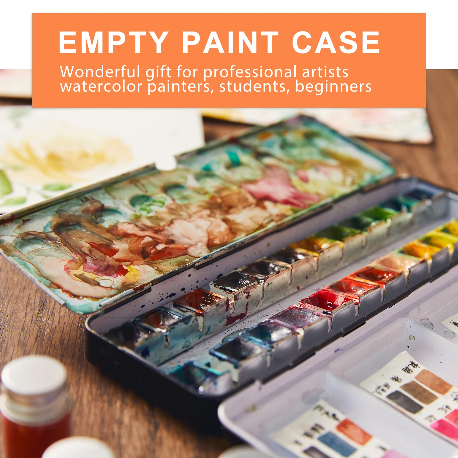 

Watercolor Paint Box Fillable Container Empty Cans Pigment Tin Iron Professional