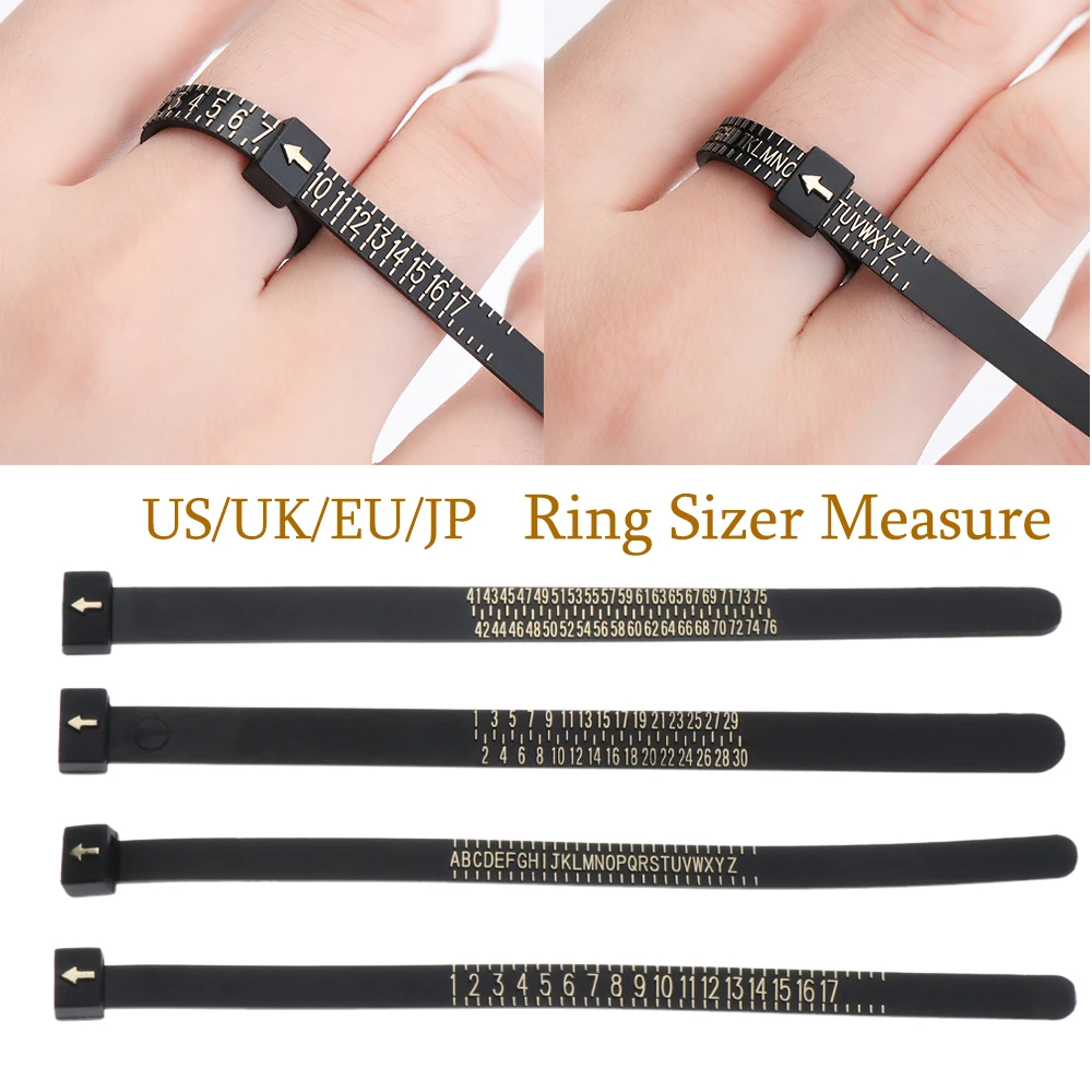 High Quality UK/US/EU/JP British/American White/Black Ring Sizer Measure Finger Gauge Genuine Tester Wedding Ring Band