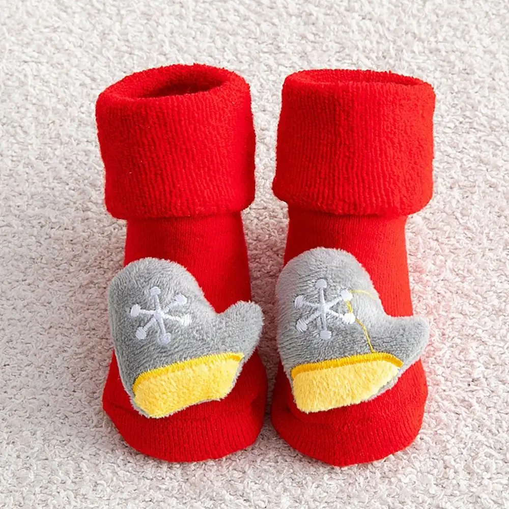 For Kids For Toddler Bell Tree Deer Gloves Thicken Floor Socks Baby Christmas Socks Infant Short Socks Kids Cotton Socks