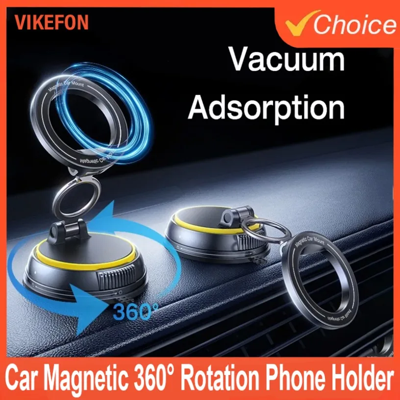 

Автомобиль 360° ° Вращающийся магнитный держатель для телефона, вакуумная присоска, подставка, магнитное крепление для iPhone 17 ~ 12, вакуумный кронштейн для телефона для спортзала/вождения