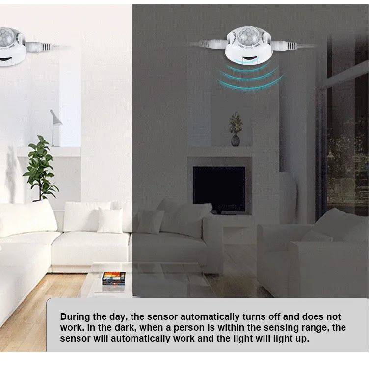 自動モーションセンサー,スイッチ付きミニ自動移動検出器,LEDストリップライト,DC 5v 12v