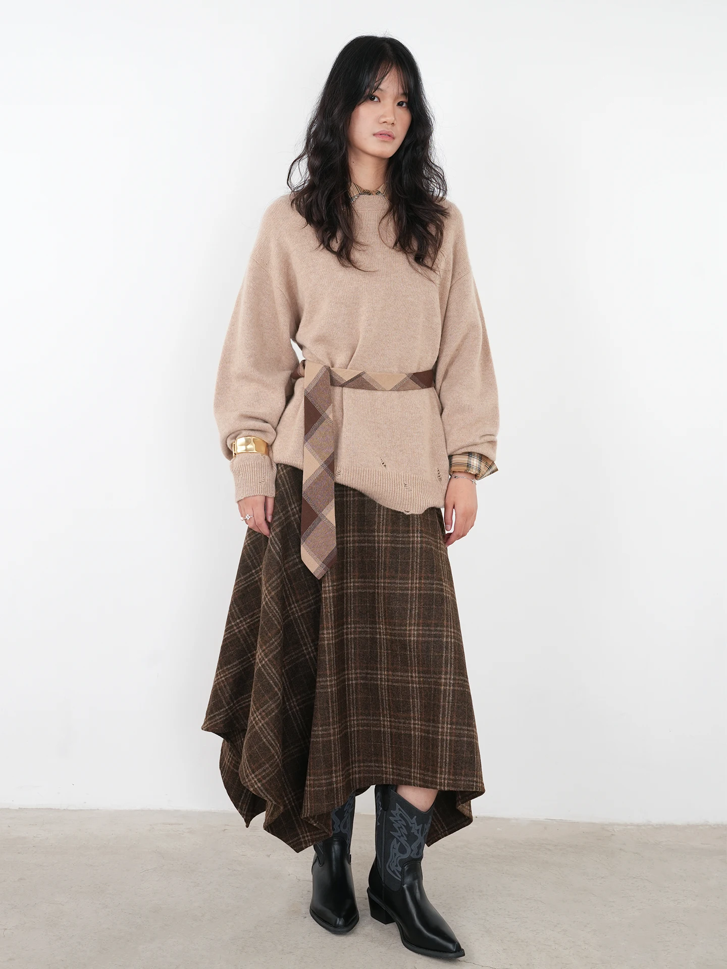 Jiangnan Clothing Kangsenini 00 Camere Thiened Loose round Ne Women's Sweater Warmth Comfortable Fit Knitted Long Sve