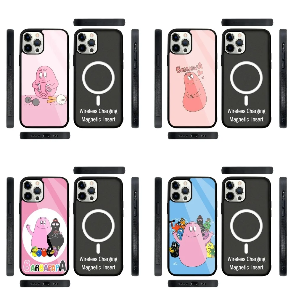 Cartoon B- Barbapapa   Phone Case Strong Magnetic For IPhone 15,14,13,Pro,Max,Plus,11,12,Mini For Magsafe Wireless Charging