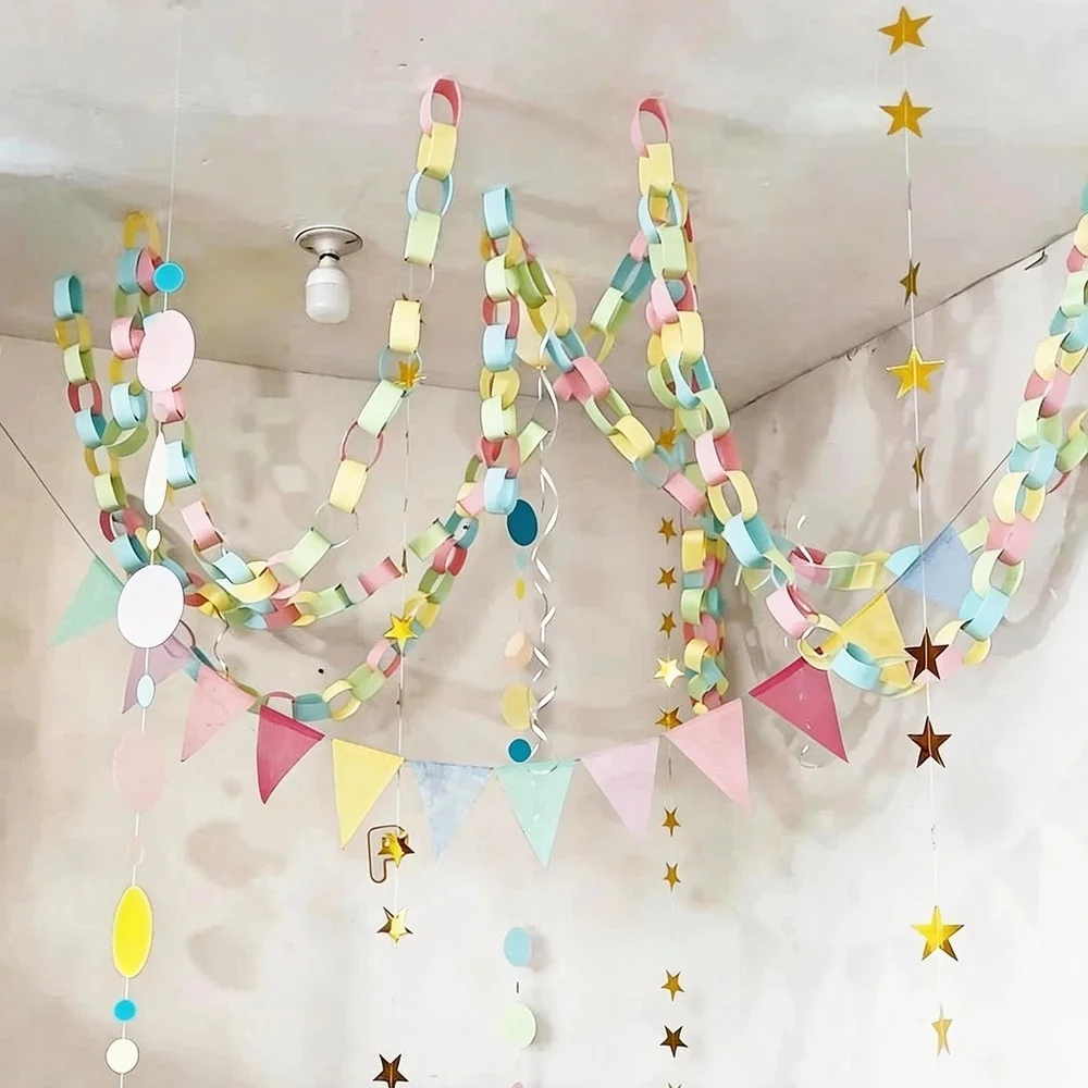 100 Stück/Set Bunte Papierketten-Girlanden mit Doppelseitigem Klebeband DIY Papierketten für Geburtstag Hochzeit Kinderparty Dekoration – Detail 6