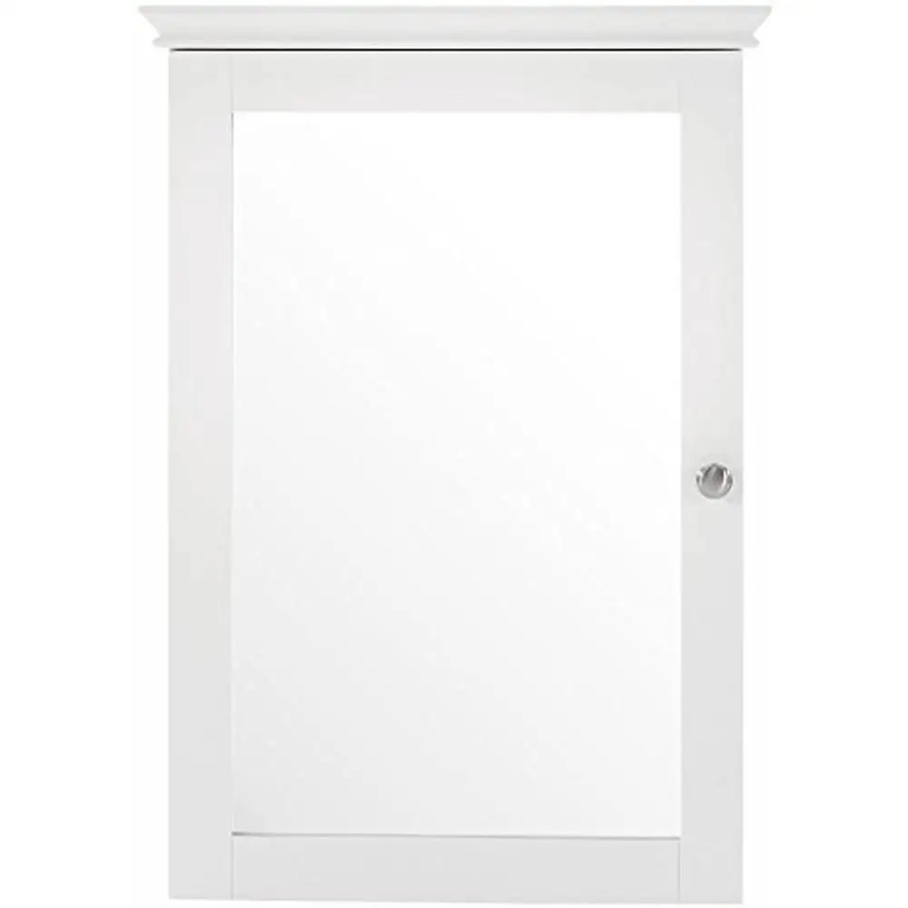 Mirrored Wall Cabinet Bathroom Storage White Wood Veneer Genuine Metal Hardware Hardwood Mountable One Door Rectangular Shape