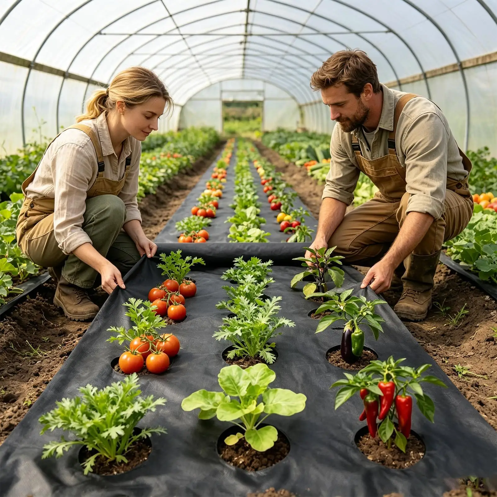 Green Black Perforated Grass Proof Cloth,Durable Perforated Weeds Barrier Fabric Non-Woven Fabric Used for Vegetable Cultivation