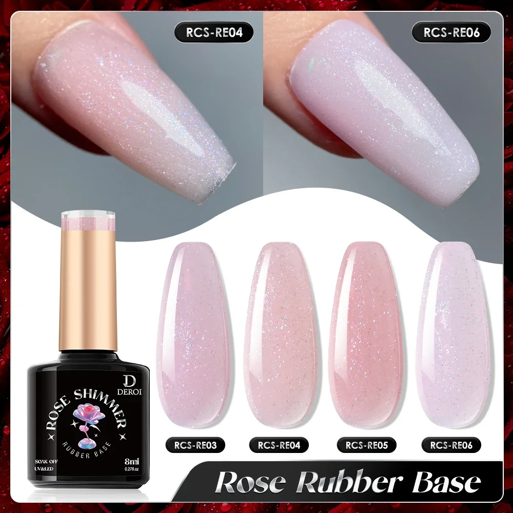 DEROI Natuurlijke Roze Rubberen Basis Top Coat UV Gel Nagellak Semi Permanente Naakt Jelly Gel Losweken Manicure voor Nagelaccessoires