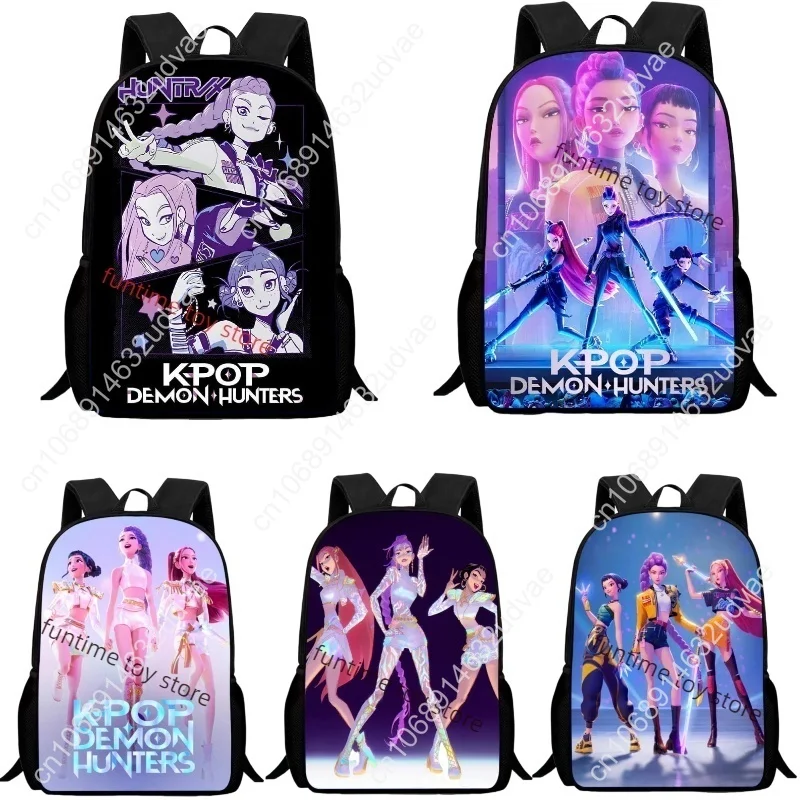 Cute Kpop Demons Hunters Backpack Demon Slayer Print Cartoon Anime Double Shoulder Bag K-POP Student Lightweight Schoolbag Gifts
