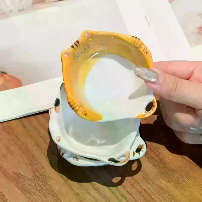 Cat Series Seasoning Plates Household Ceramic Plates Hot Pot Dipping Sauce Disc Soy Sauce And Vinegar Plates Cute Snack Plates