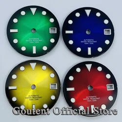 Goutent 29mm Green Luminous Blue Yellow Sterile Watch Dial Fit NH34 NH35 NH36 Movement Fit 3 O'Clock Crown 3.8 O'Clock Crown