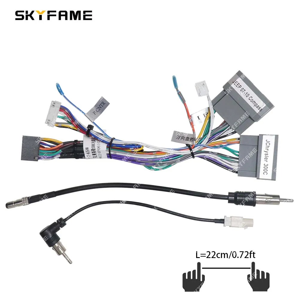 SKYFAME سيارة 16pin الأسلاك تسخير محول Canbus صندوق أندرويد راديو كابلات الطاقة لكرايسلر 300C جيب كومباس عيار JPF2.10