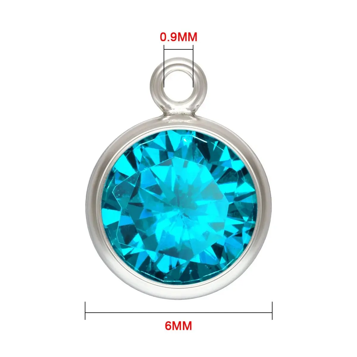 Birthstone Bezel Drop Charm 925 Sterling Silver 6MM Pendant Zircon Charm For Necklace Earring DIY Jewelry Findings Accessories