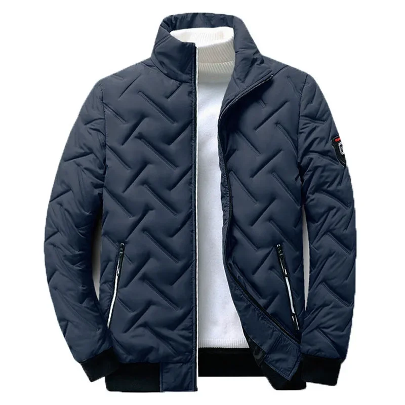 Chaqueta acolchada con cremallera para hombre, Parka informal de manga larga, cálida, sólida, ligera, para Otoño e Invierno