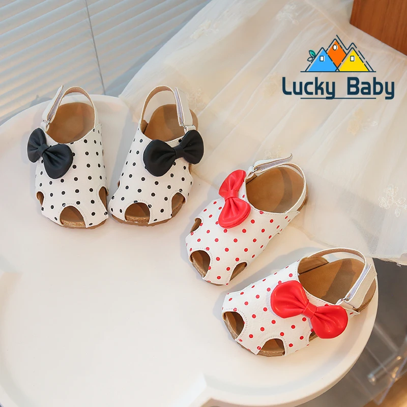 

1-6 Years Old Children's Birken Shoes Summer Red Bow Girls Beach Shoes Black Hundred Non-slip Kids Sandals Shoes Girls Sandals