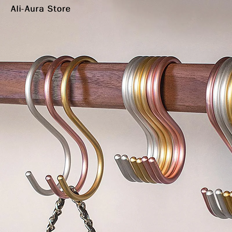 5Pcs Aluminium Alloy S Shape Hooks Practical Kitchen Railing Hanger Hook Clasp Holder Hooks For Hanging Clothes Handbag Hooks
