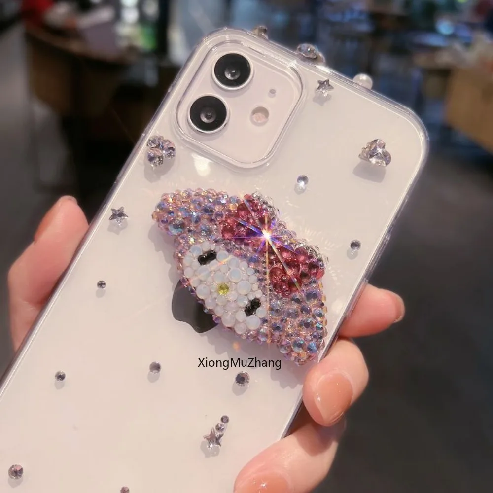 Anime Cartoon My Melody Diamant-Hülle für iPhone 16 Pro Max 15 Plus 13 14 Plus 17 Pro Max Strass Anti-Fall Kristallhülle für Mädchen – Detail 4