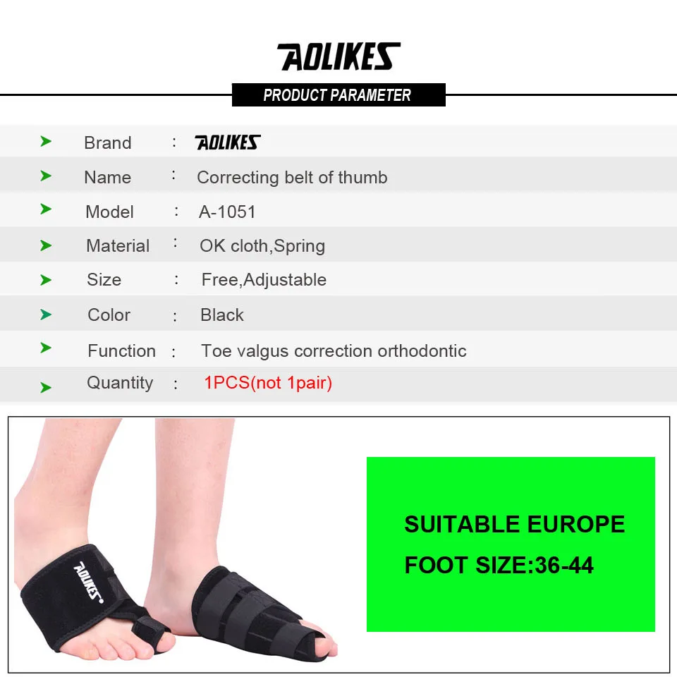 AOLIKES 1PCS Toe Thumb Valgus Orthopedic Band Adjustable Spring Support Correction Belt Foot Strap Protectors Fixed Sport Safety