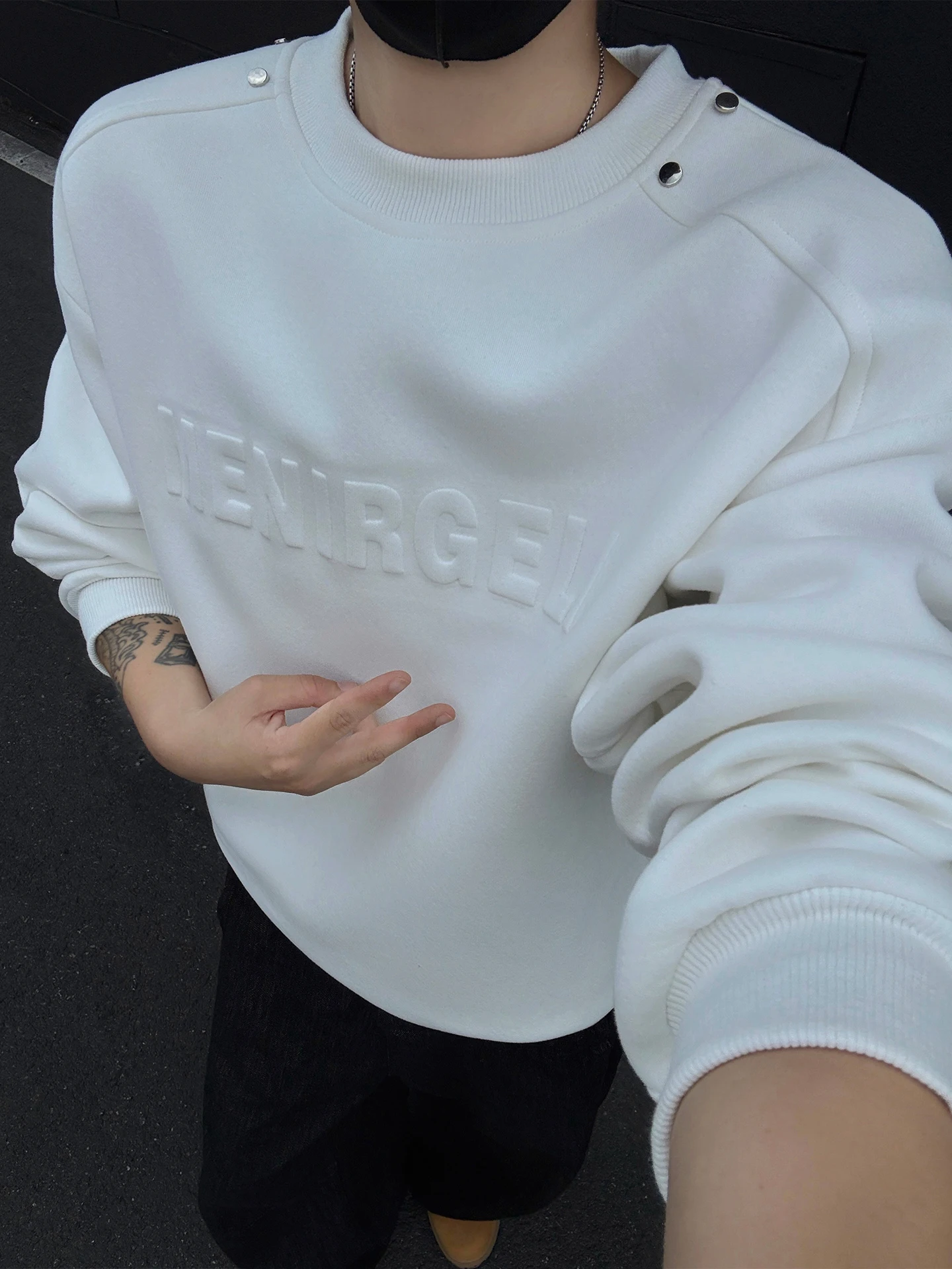 

Cleanfit Deconstructed Sweatirt Men's Loose Boxy Long Sve Inner Wear Casual Comfortable Cotton Polyester Blend Autumn Top